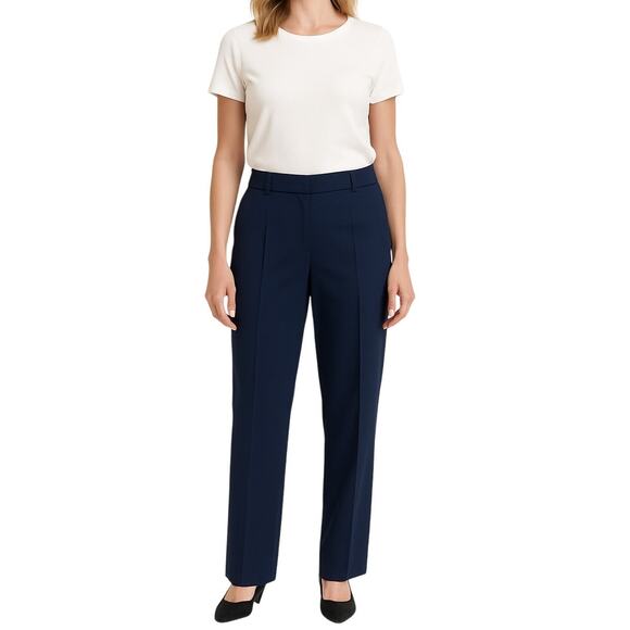 Kasper Womens Dress Pants 8P Navy Blue Pleated Front Trousers Career Work Office - Picture 1 of 12